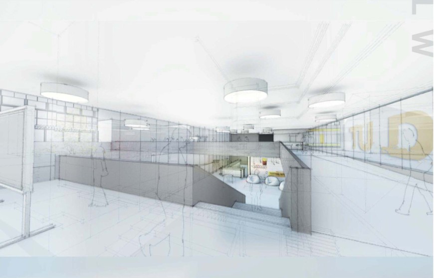 Architekturskizze zeigt den Eingang des neuen Gebäudes am Standort des 603qm. Bild: Architekturbüro Lengfeld & Willisch