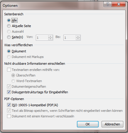 Beispiel für Dialog 'Optionen'